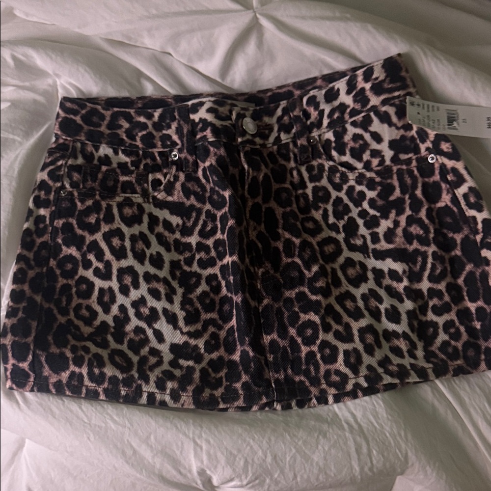 NWT Pacsun leopard jean skirt mini size 23